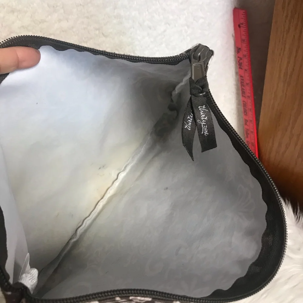 thirty-one Brown and Cream Floral Zip Cosmetic Pouch
